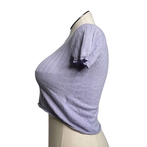 J. Crew Womens Cashmere Silk Blend Cropped TShirt S Lilac Twee Coquette Ribbed - Picture 3 of 6